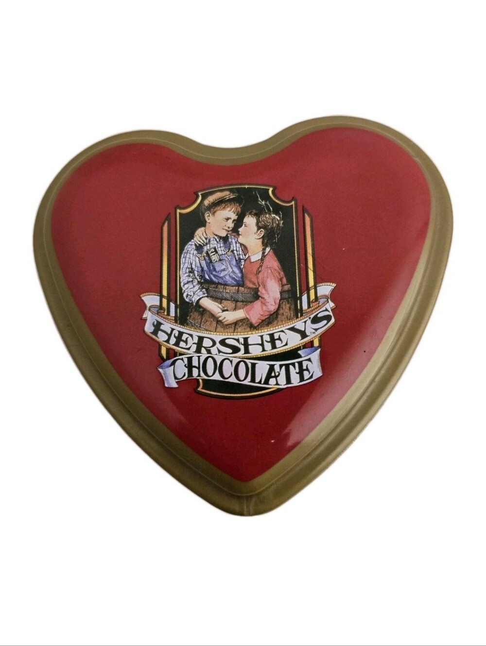 vintage y2k Collector's item HERSHEY'S Chocolate Heart Shaped Tin‎ Storage Decor